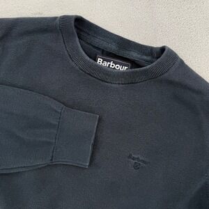 Barbour Mens Crew Neck Cotton Sweater Navy Blue Size Medium Preppy